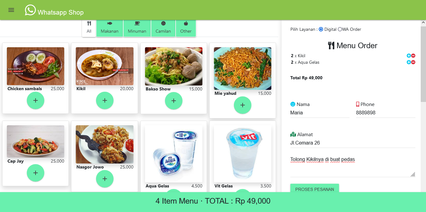 aplikasi kasir pos dan online shop toko online whatsapp order